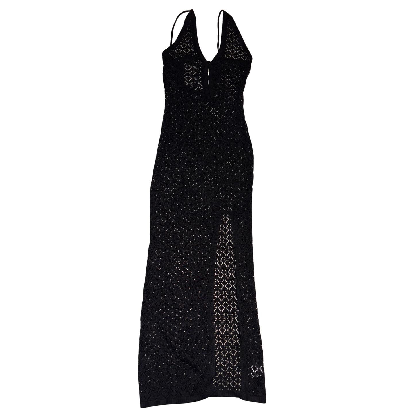 Black Crochet Tie Back Maxi Dress