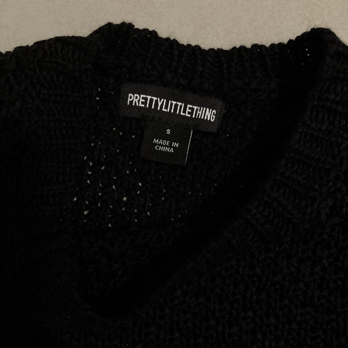 PLT Black Crochet Ruched Side Top