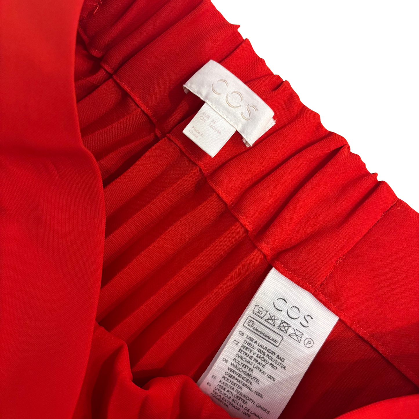 COS Red Pleated Maxi Skirt