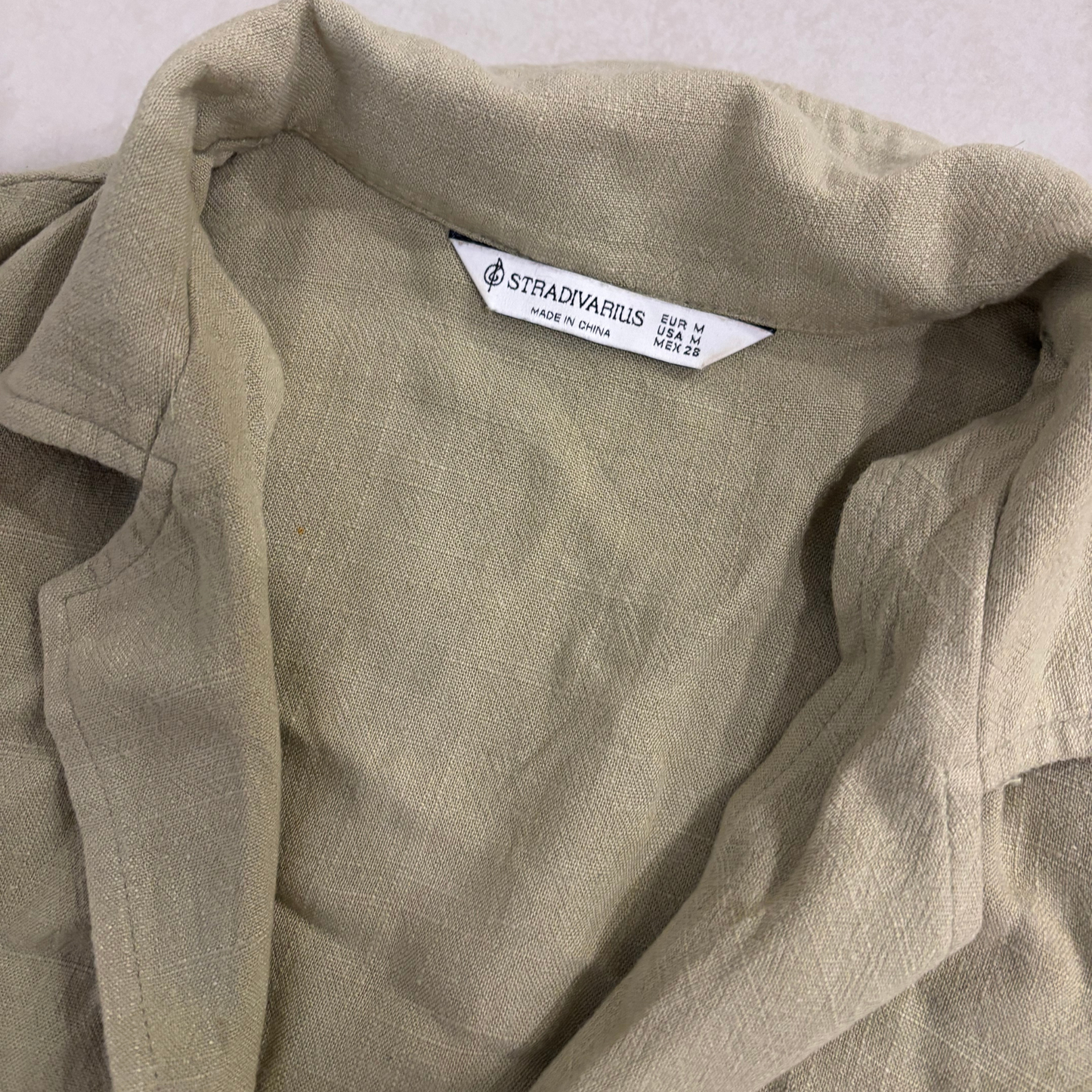Stradivarius Green Short Sleeve Button Up Top
