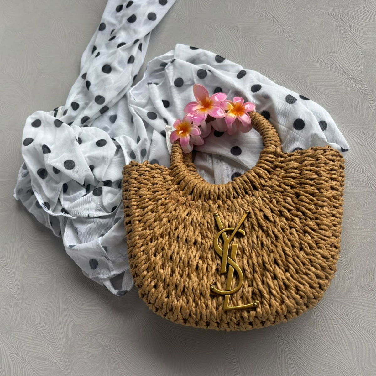 YSL Woven Mini Beach Bag