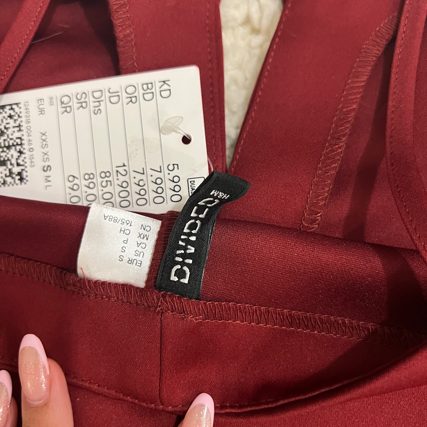 H&M Burgundy Satin Top With Diamante Bow