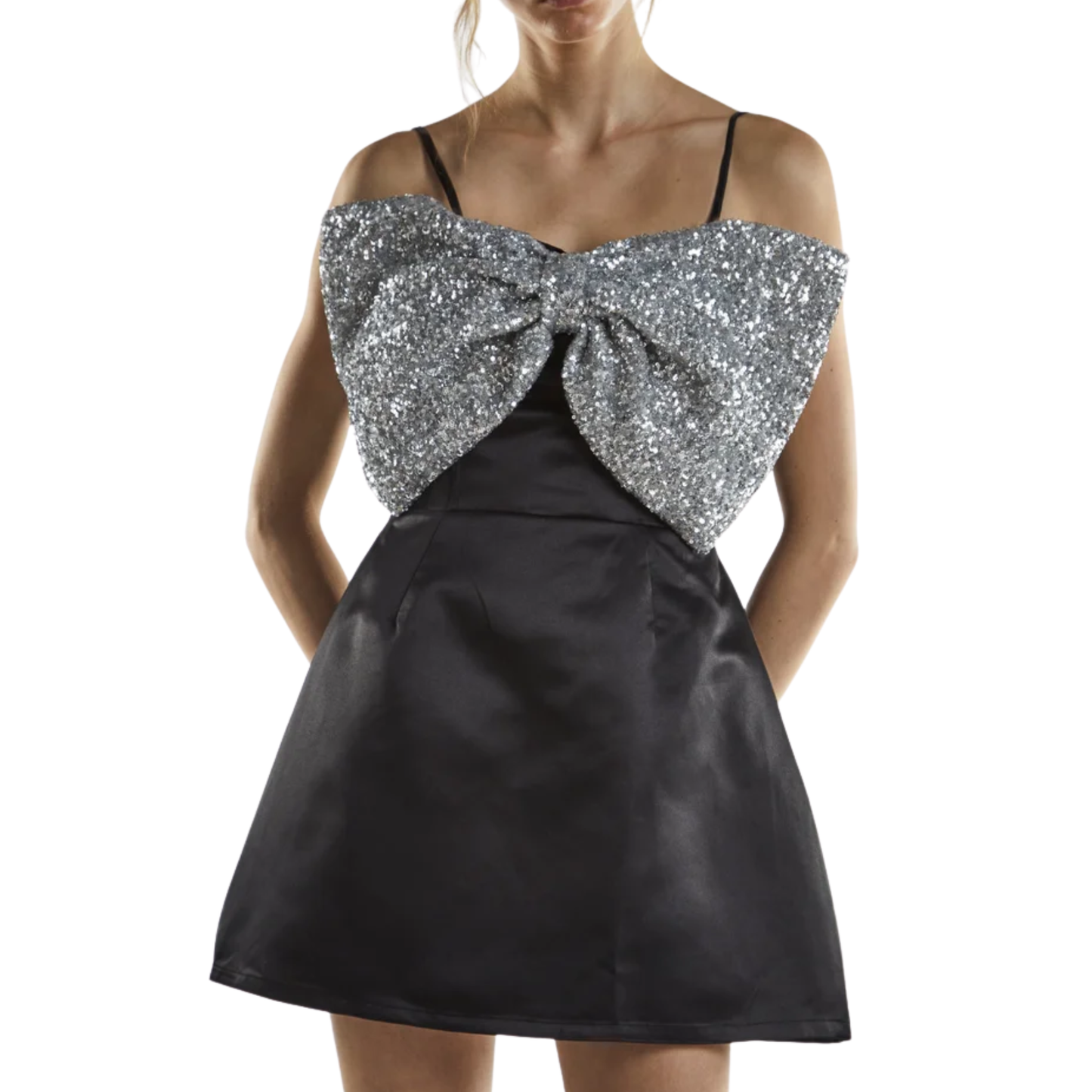 Collective Black Bow Front Mini Dress