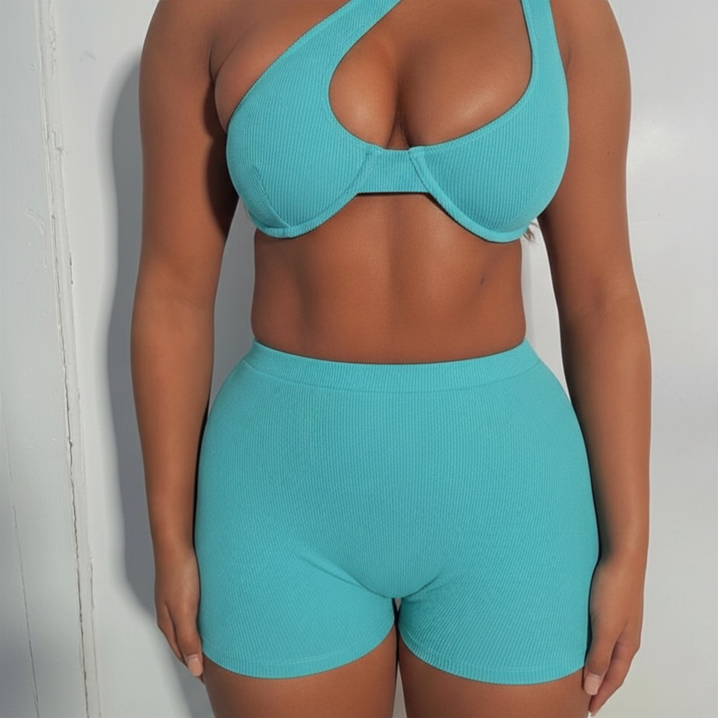 Mars The Label Blue Ribbed Co-Ord