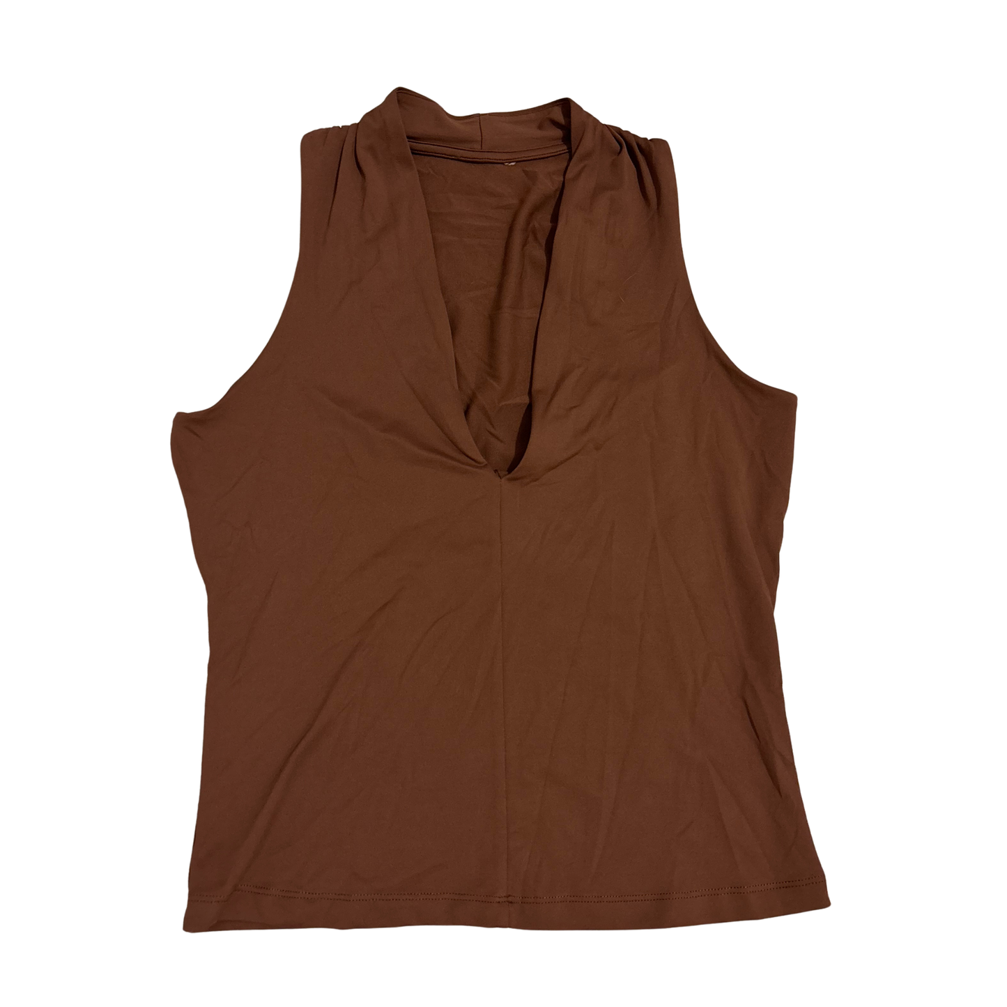 Brown V Neck Slinky Top