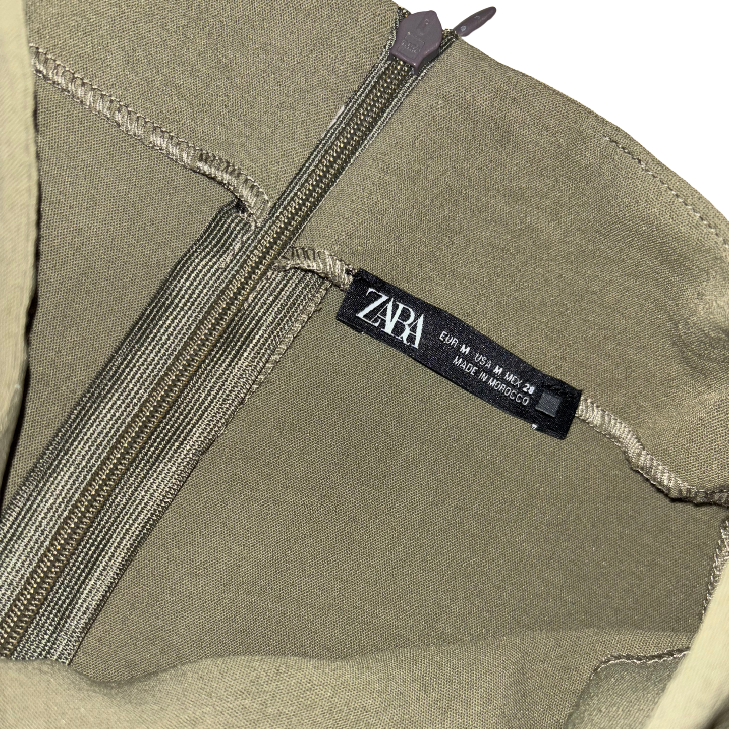 Zara Green Ruched Front Midaxi Skirt