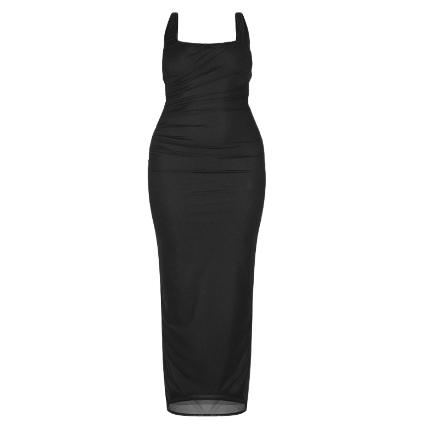 PLT Black Ruched Maxi Dress