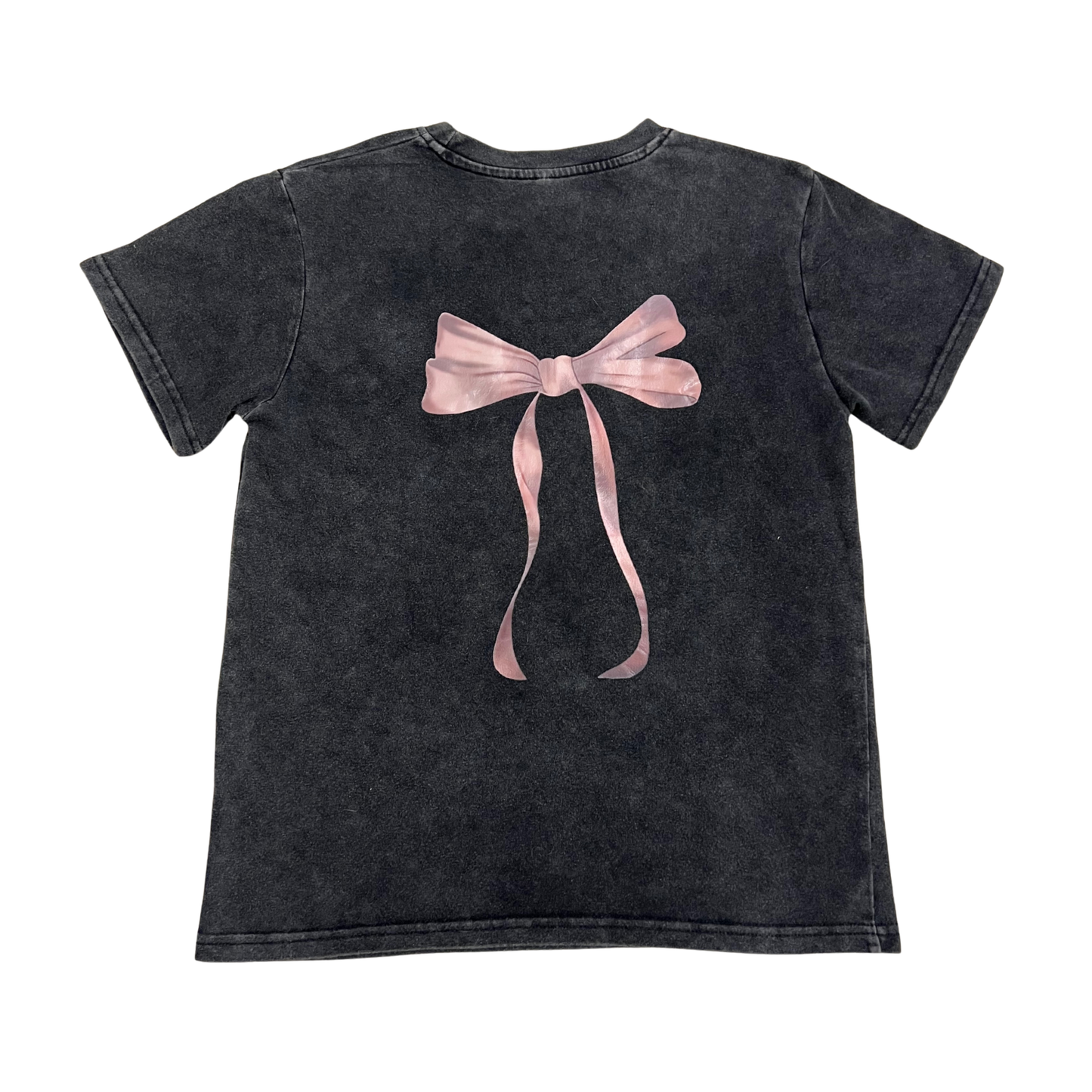 Faded Black Pink Bow Back T-shirt