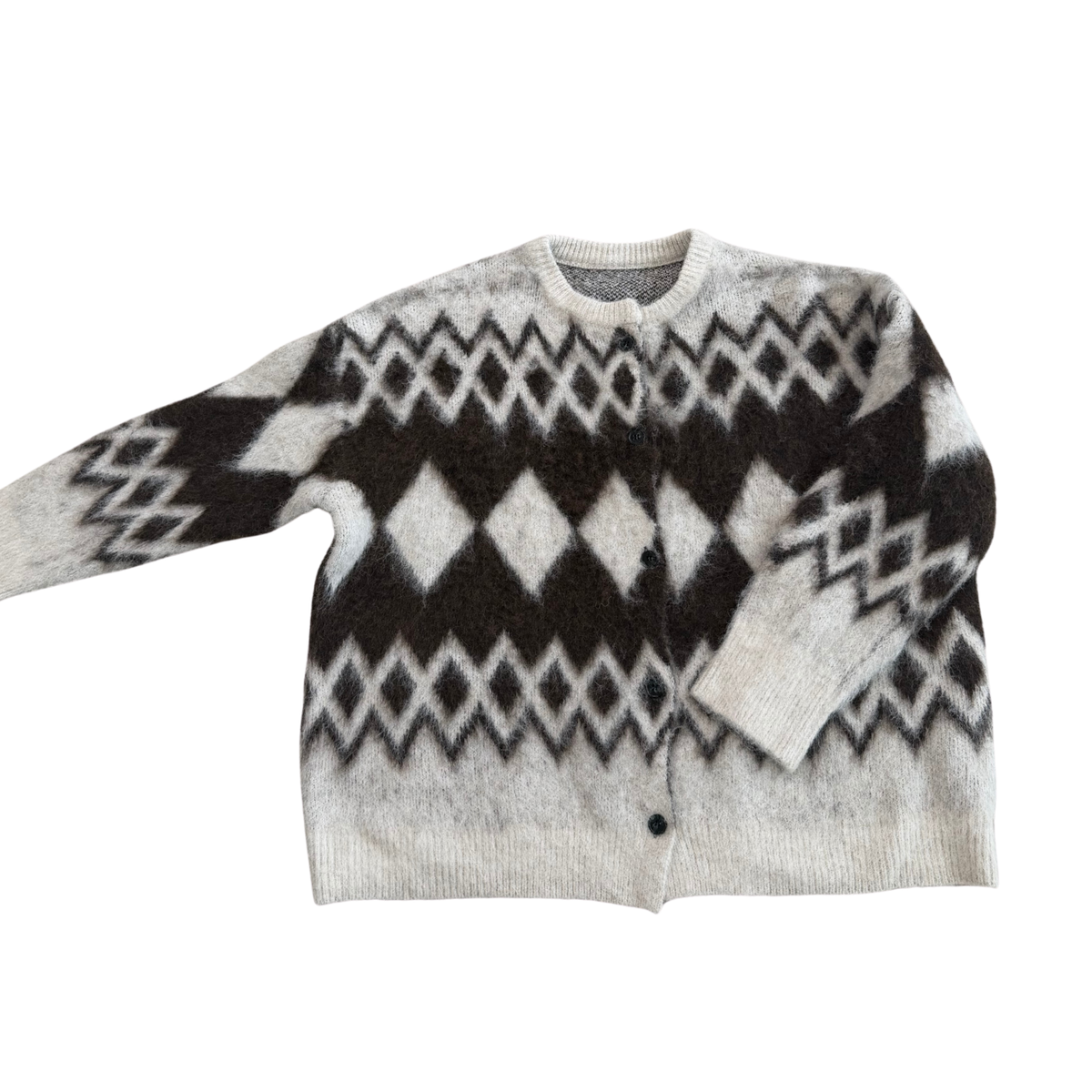 Chevron Fluffy Button Up Jumper