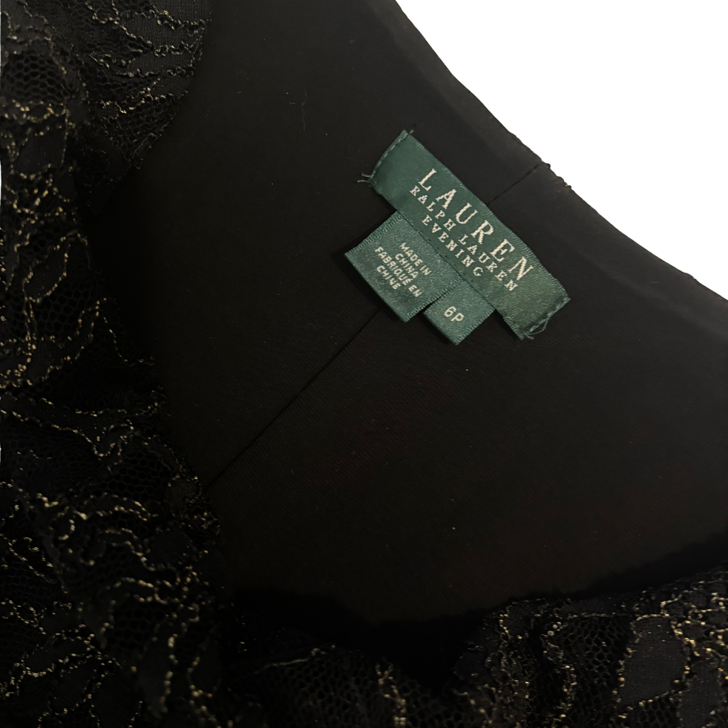 Ralph Lauren Cowl Neck Black & Gold Midi Dress