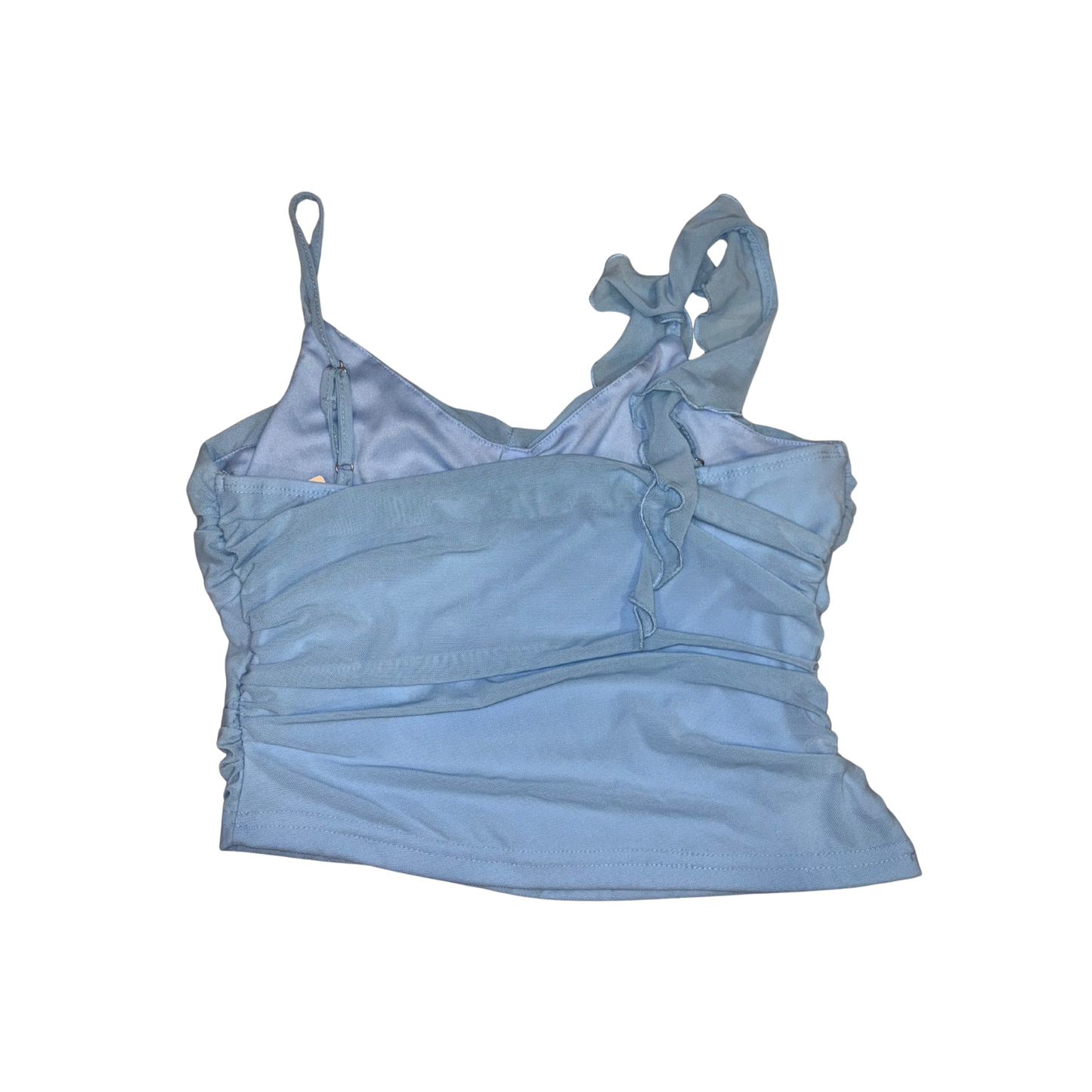 Blue Ruched Crop Top