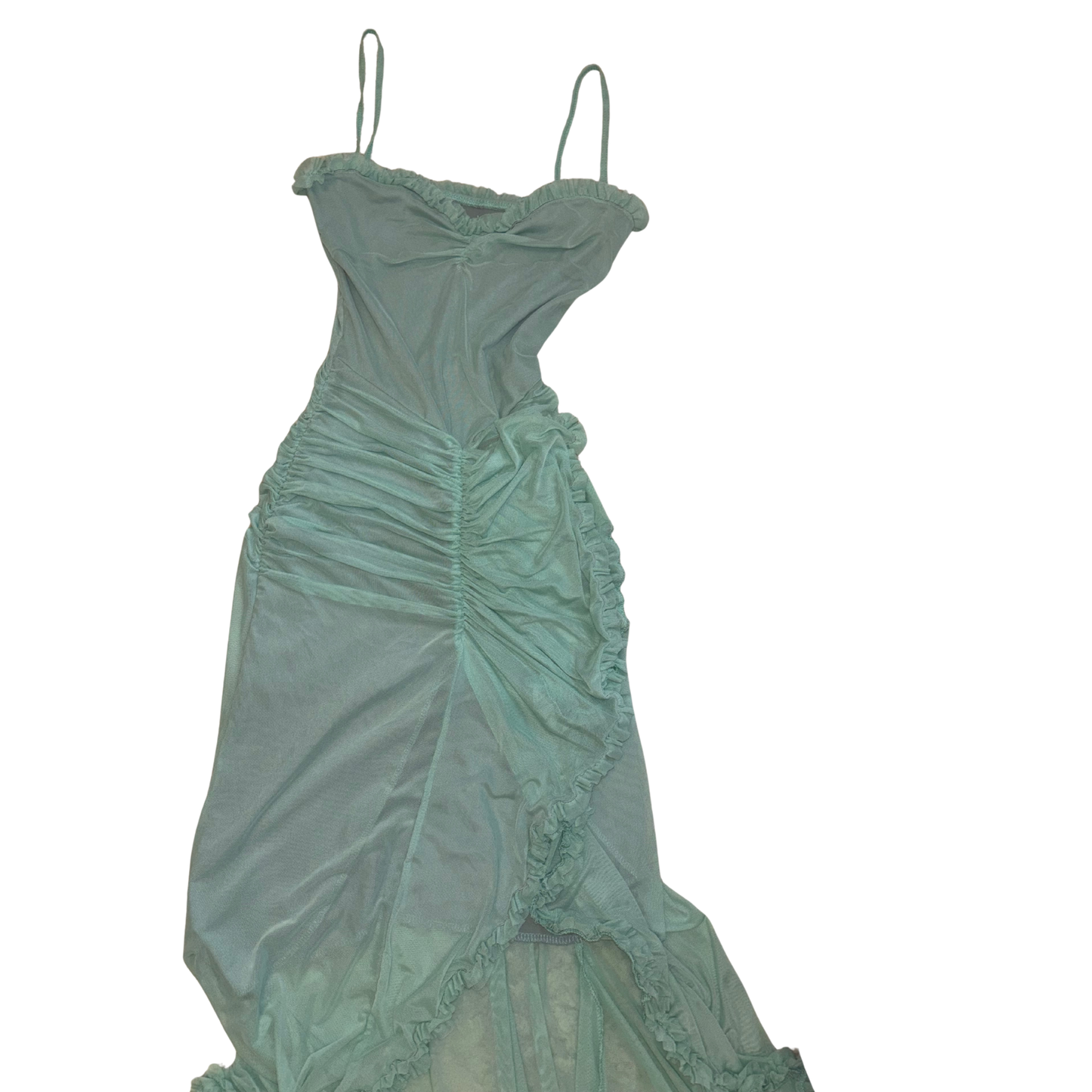 Blue Ruffle Midi Dress