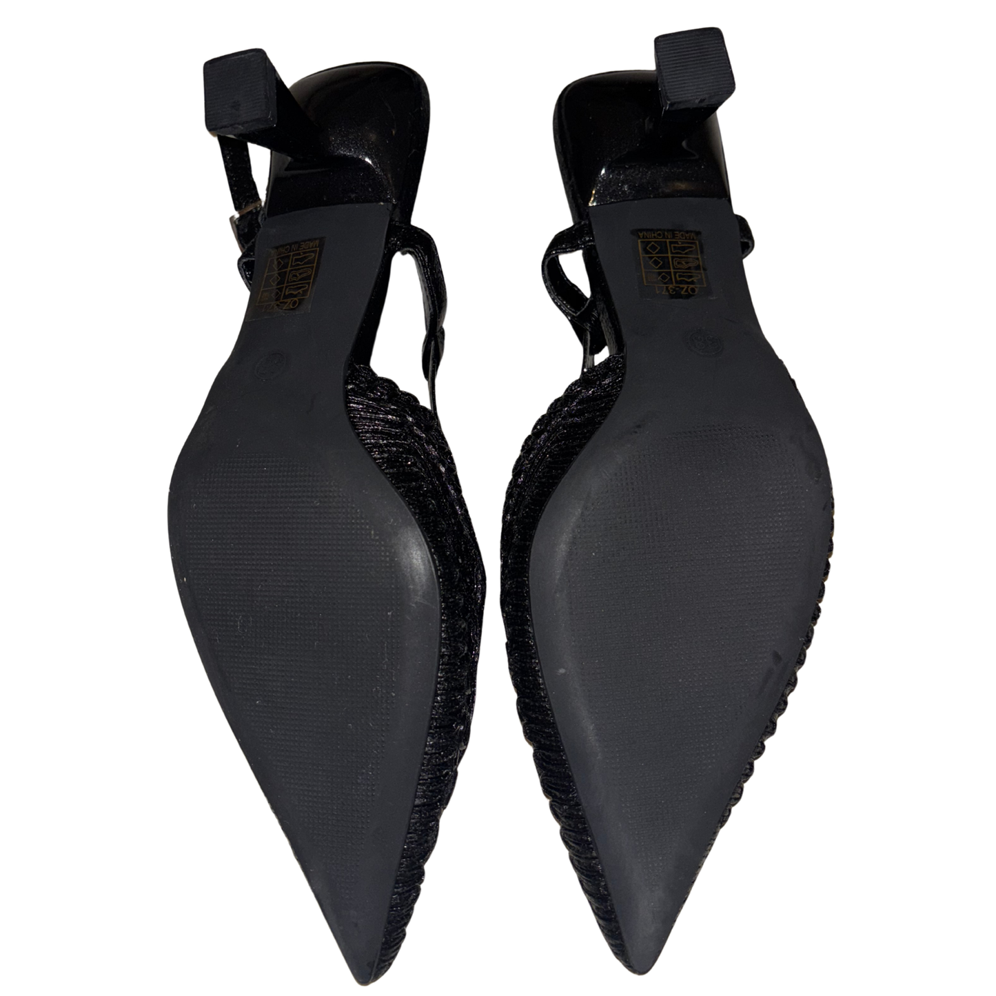 Black Embroidered Pointed Toe Heels