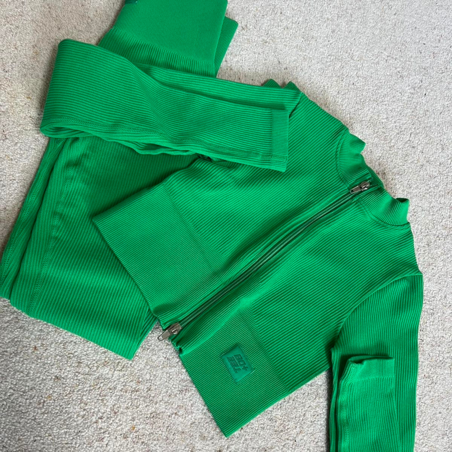 Bo + Tee Green Ribbed Gym Set