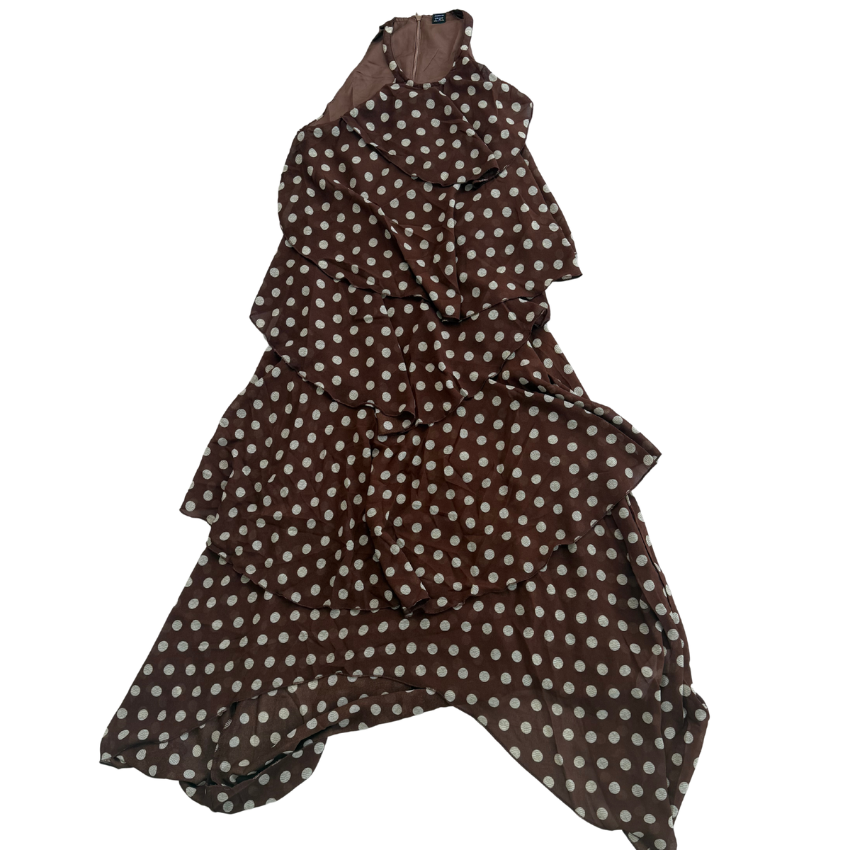 Brown Polka Dot Tiered Maxi Dress