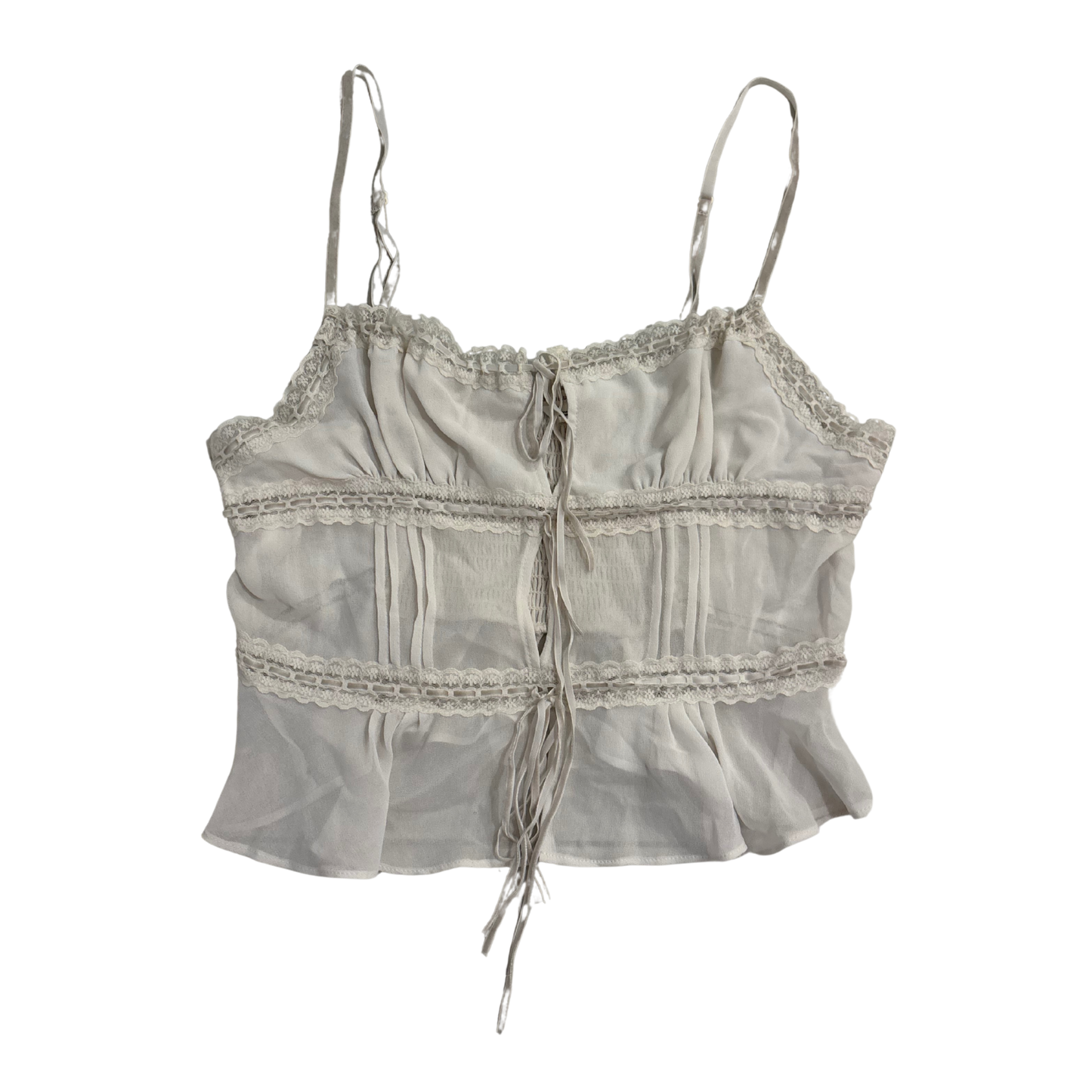 Kimchi Blue White Mesh Tie Front Top