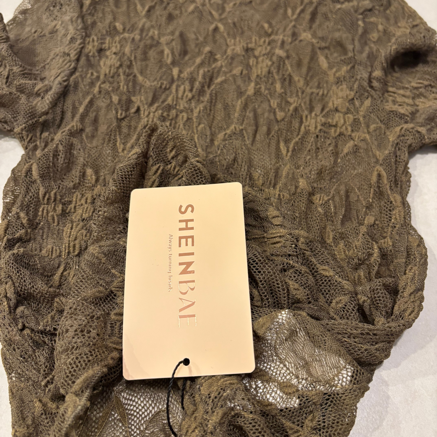 Green Lace Long Sleeve Top