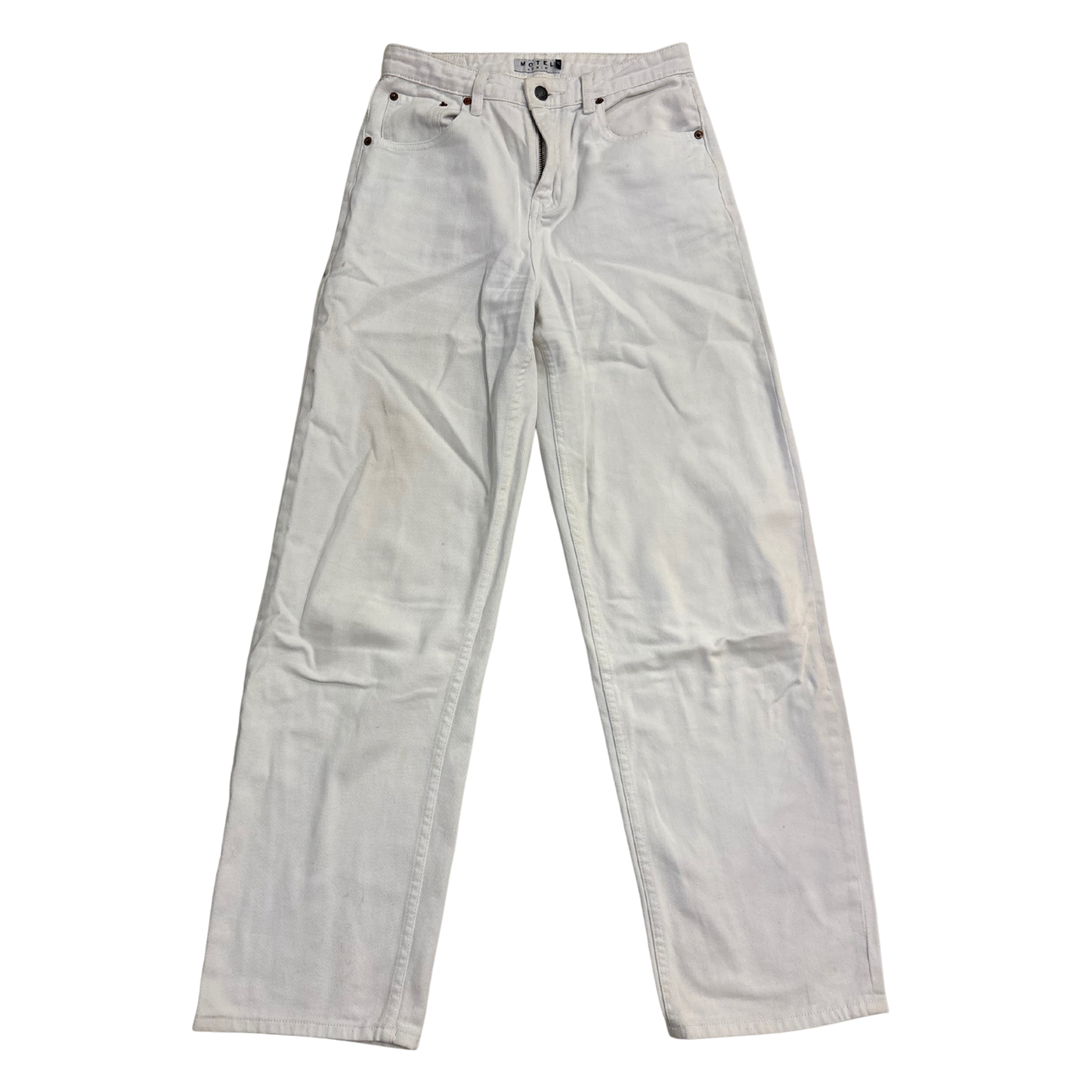 Motel White Denim Wide Leg Jeans