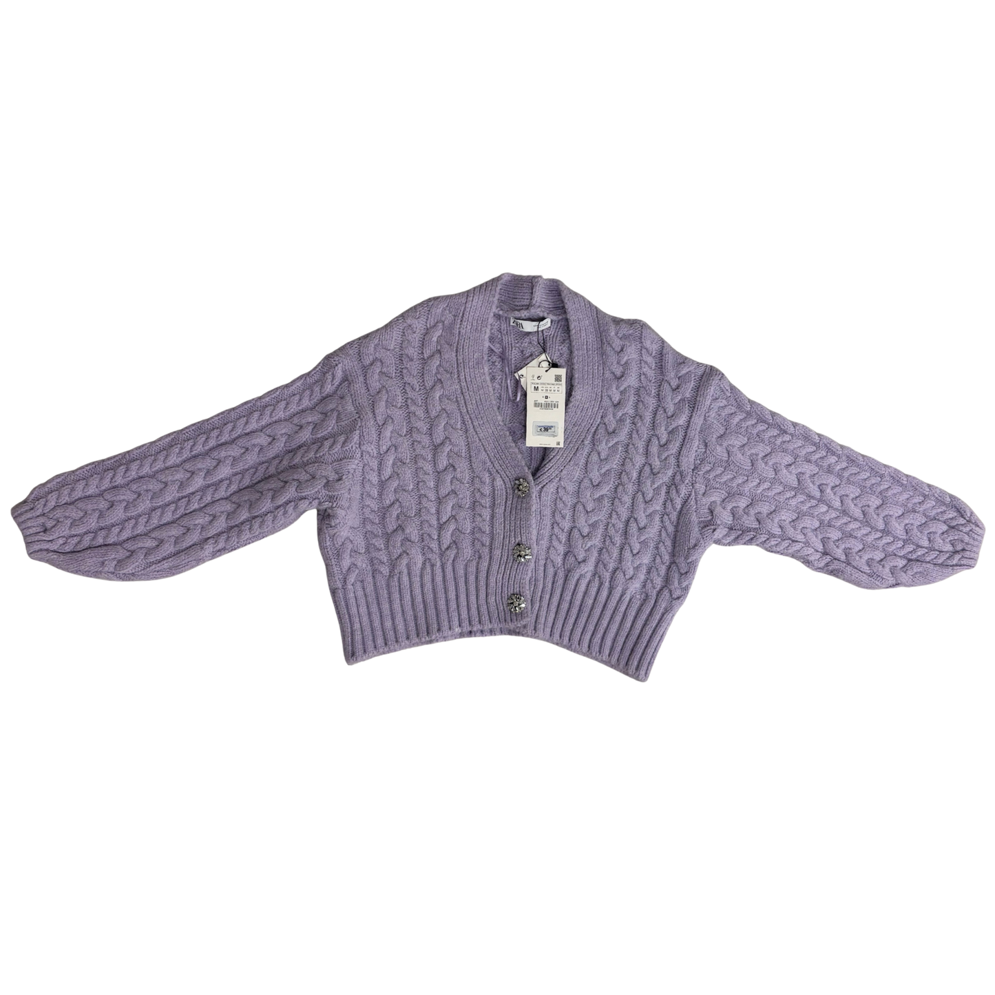 Zara Lilac Chunky Knit Button Up Cardigan