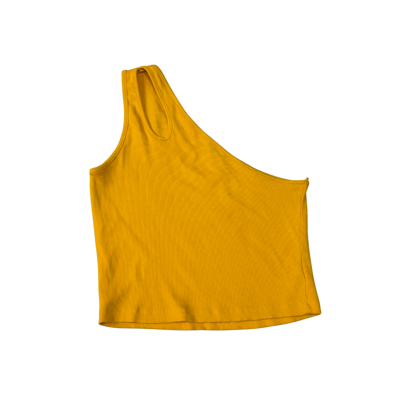 One Shoulder Yellow Ribbed Crop Top