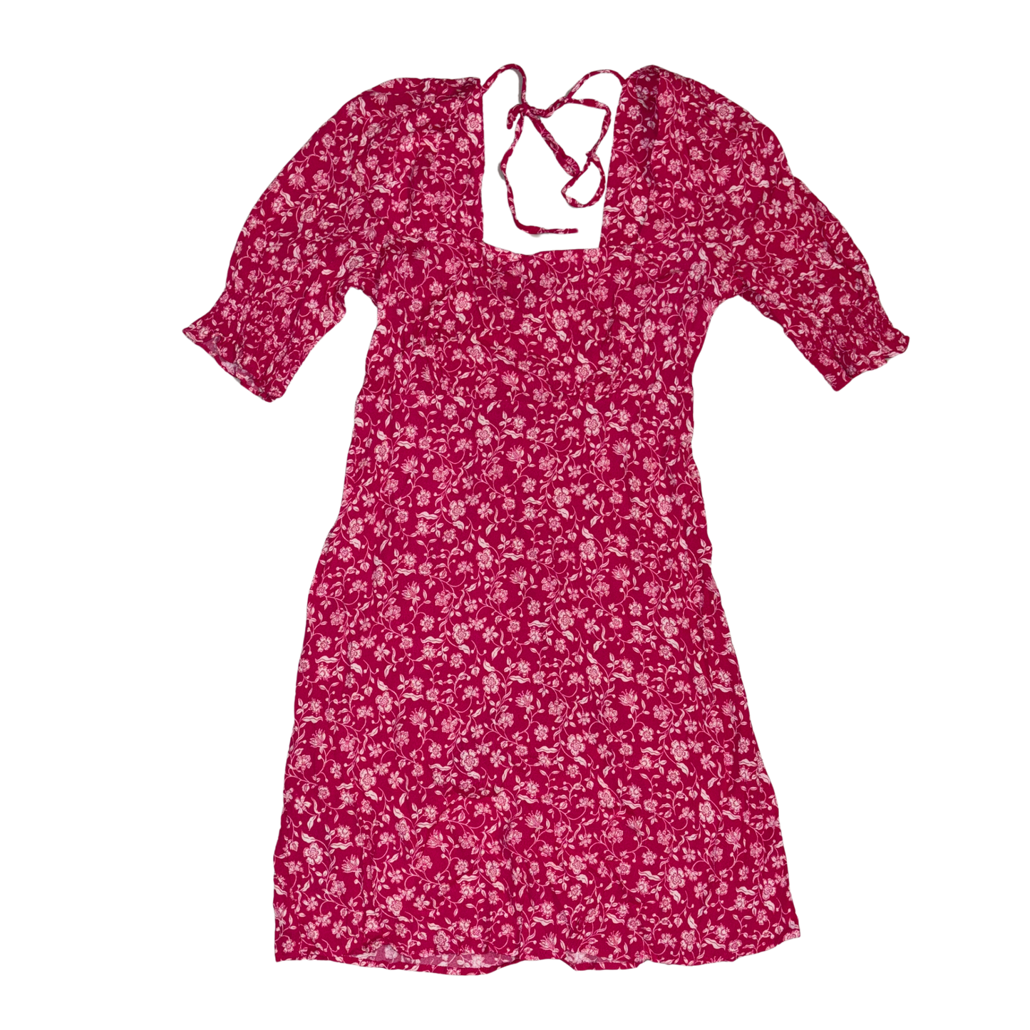 Mango Pink Floral Print Short Sleeve Mini Dress