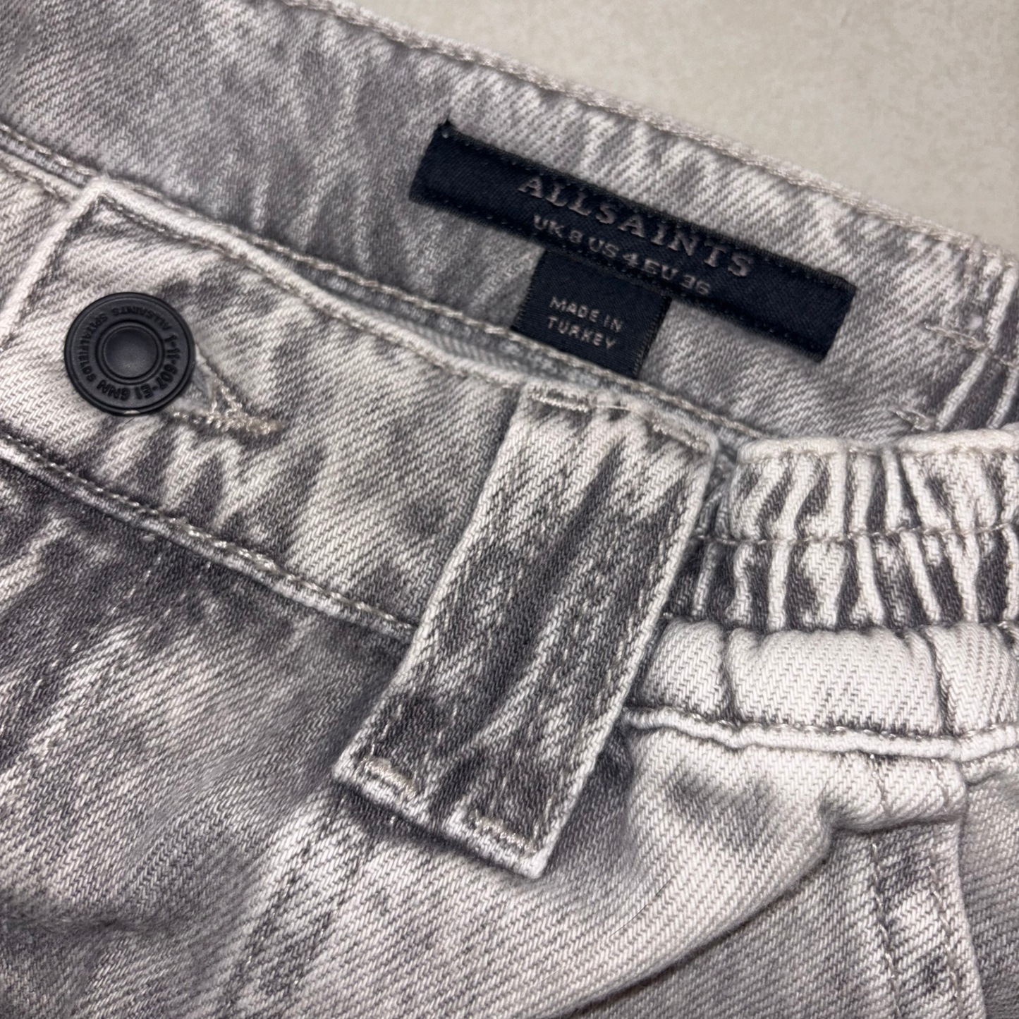 All Saints Grey Wash Cuffed Jeans