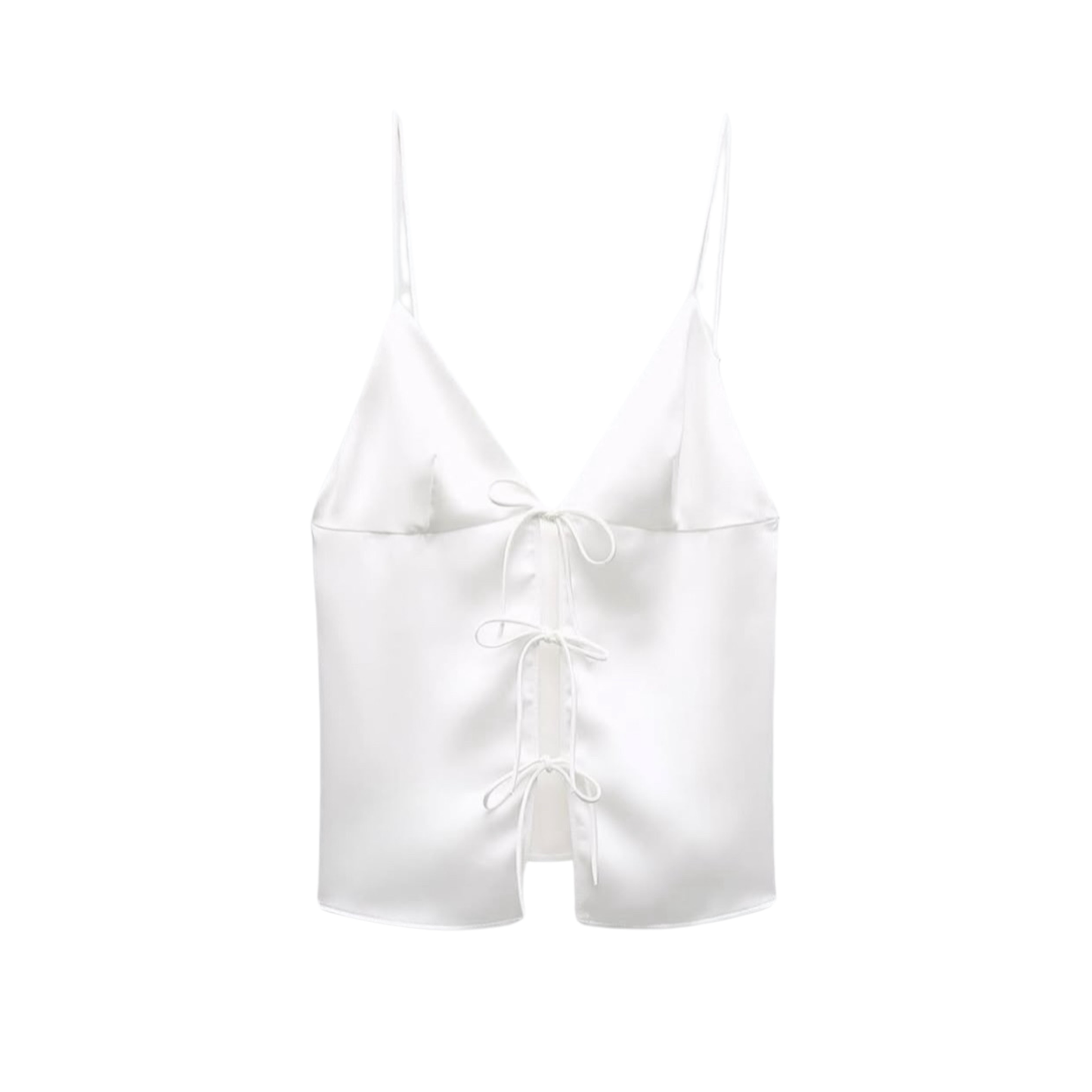 Zara Satin Bow Tie Front Top