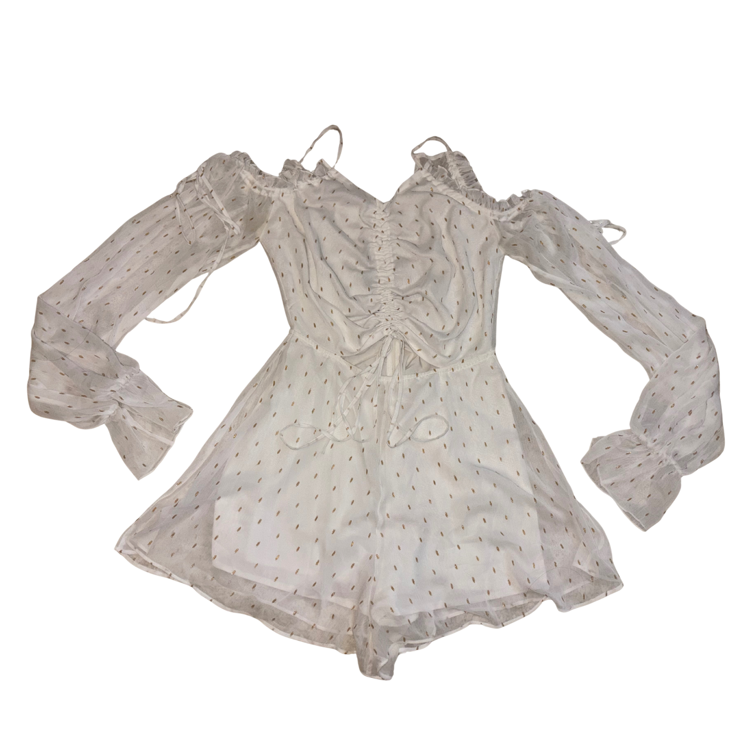 White & Gold Mesh Playsuit