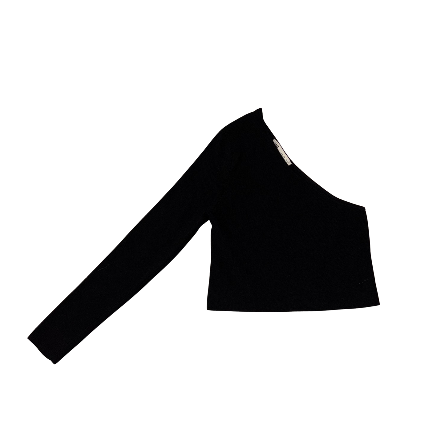 Zara Black One Sleeve Ribbed Crop Top
