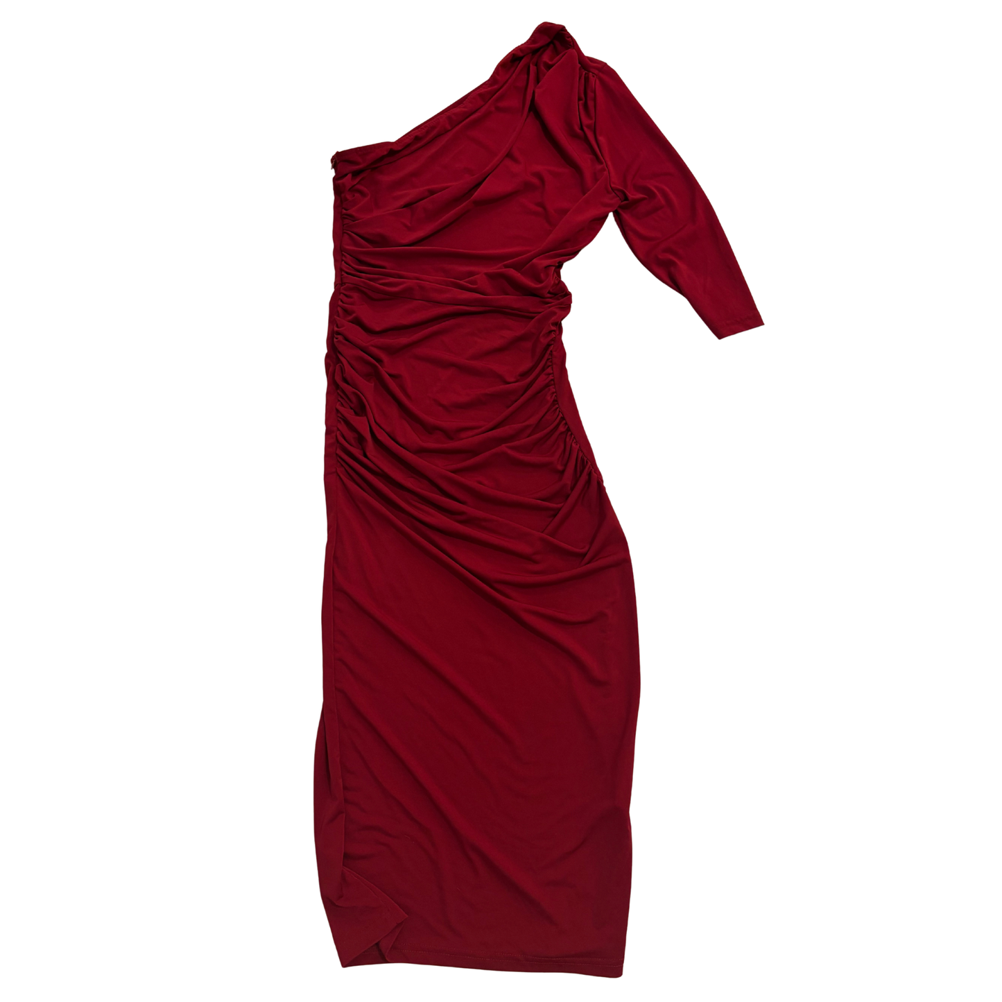 Wine Red One Shoulder Maxi Dress