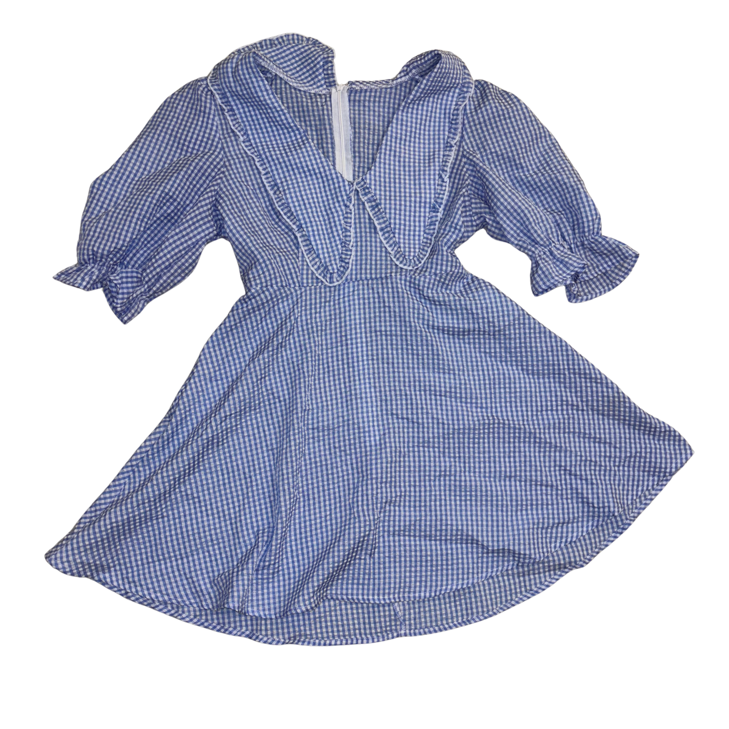 Blue & White Gingham Mini Dress