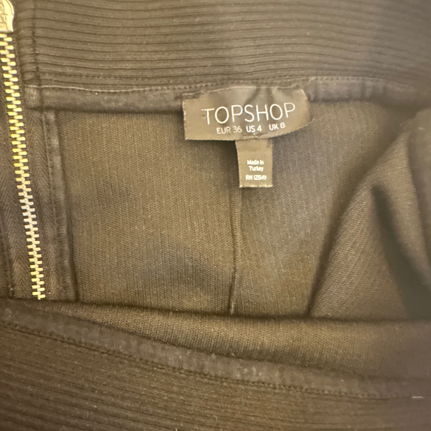 Topshop Black Ribbed Fitted Midi Skirt