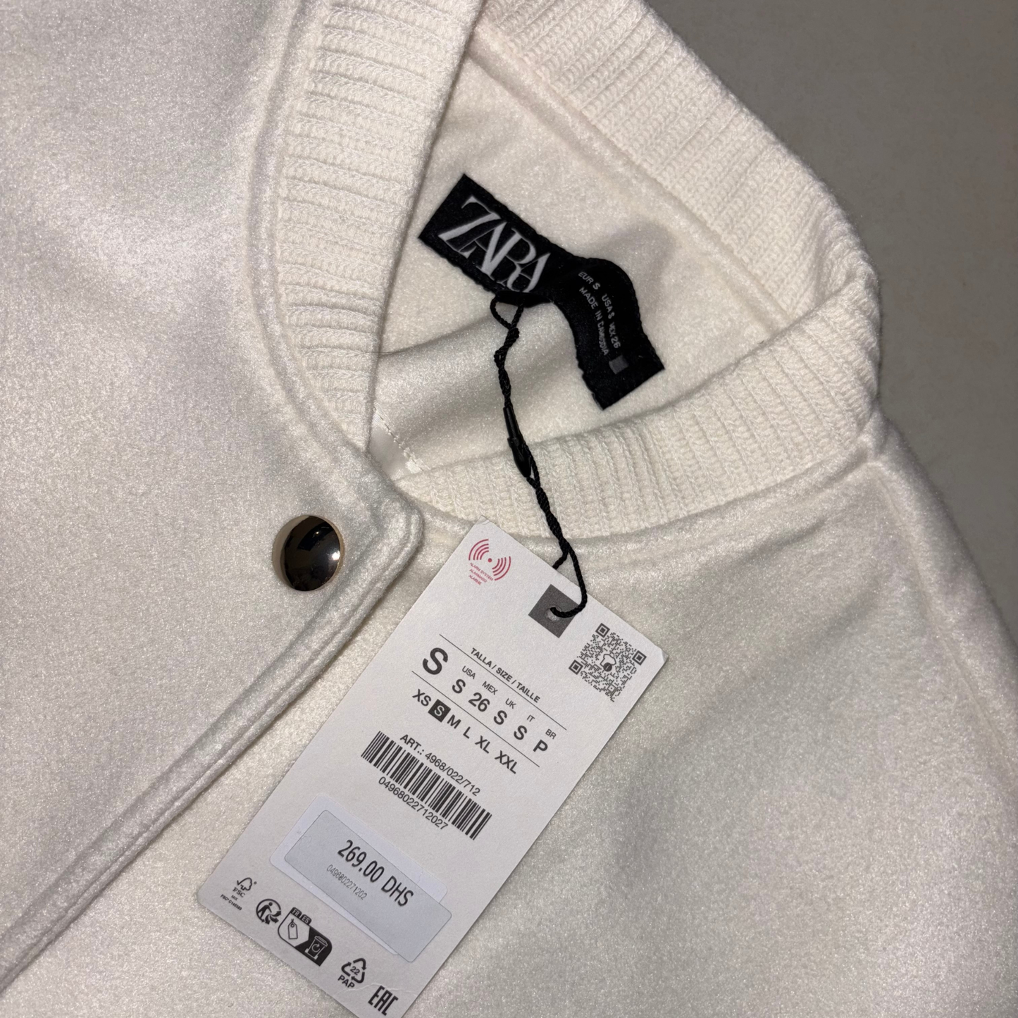 Zara White Bomber Jacket