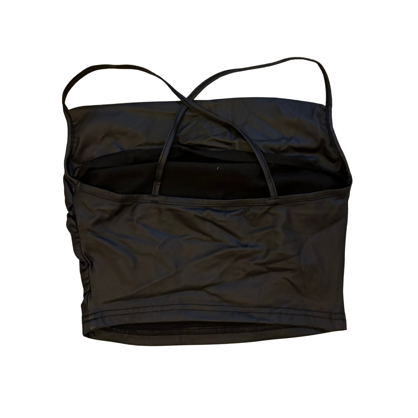 Black Faux Leather Crop Top