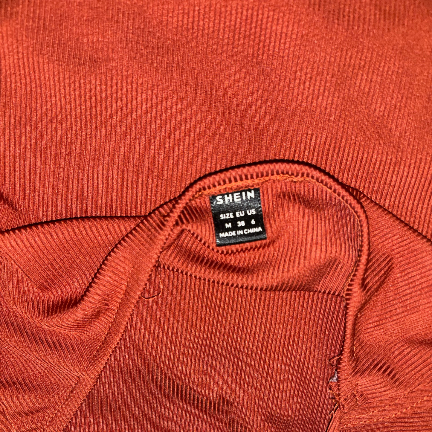 Burnt Orange Halterneck Ribbed Mini Dress
