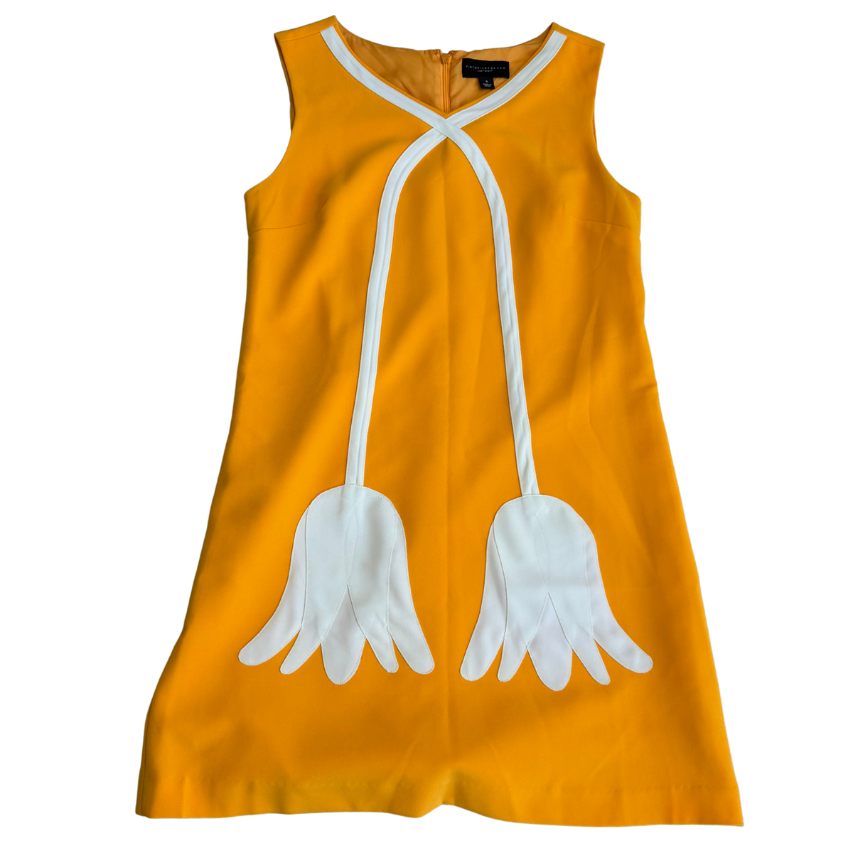 Victoria Beckham Orange Flower Detail Mini Dress