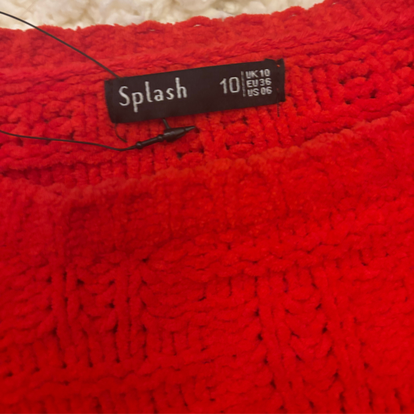 Red Flare Sleeve Knitted Sweater