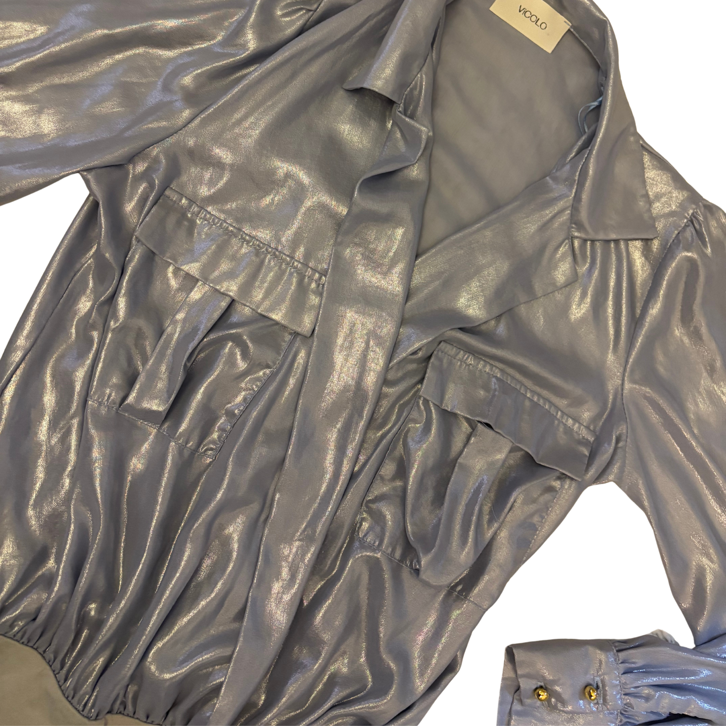 Vicolo Sheer Blue Metallic Bodysuit