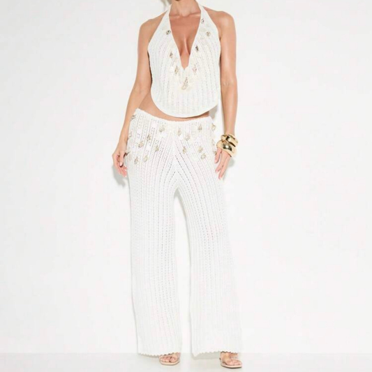 Cream Knit Shell Detail Co-Ord