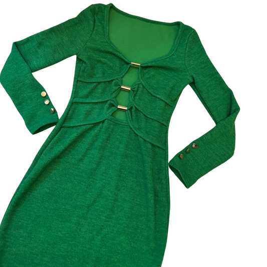 Green Cut Out Midi Dress