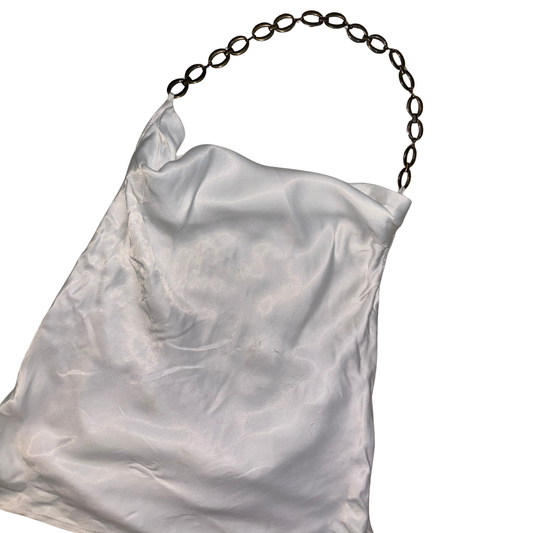 Zara White Satin Chain Detail Top