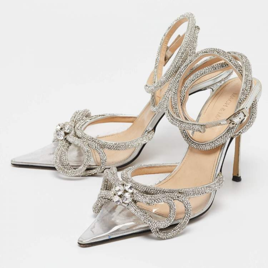 Mach & Mach Double Bow Heels - Silver