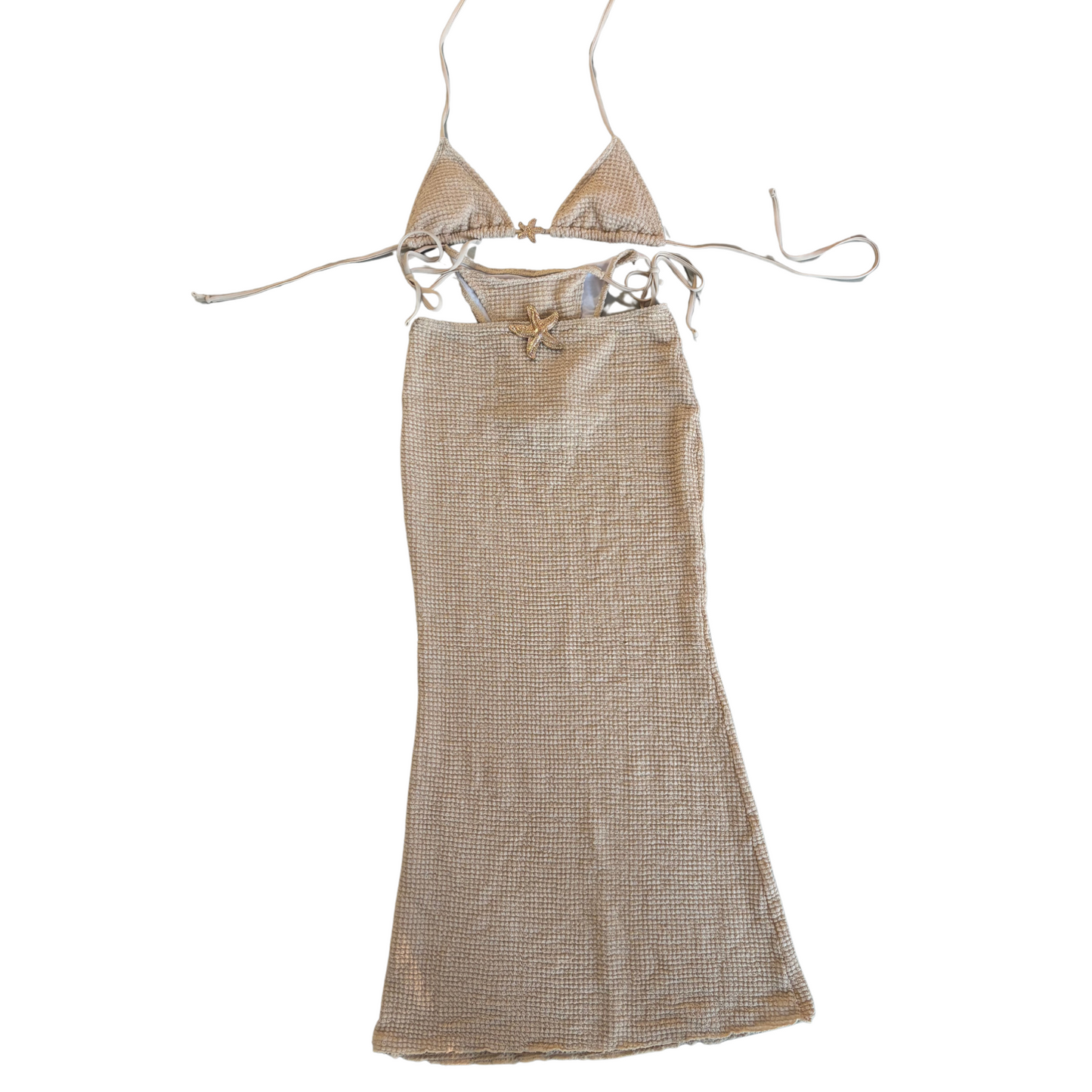 Nude Towelled Bikini Set + Skirt