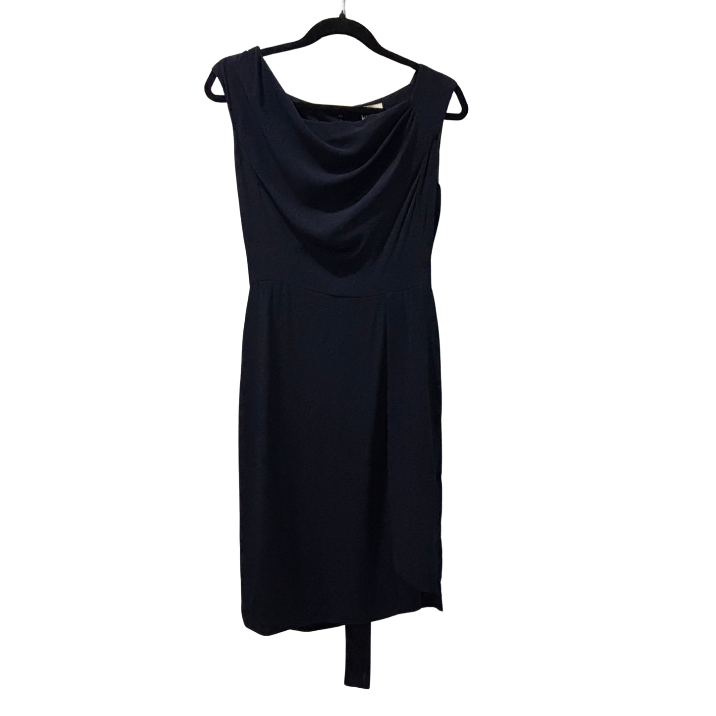 Reiss Black Fitted Cowl Neck Midi Dress
