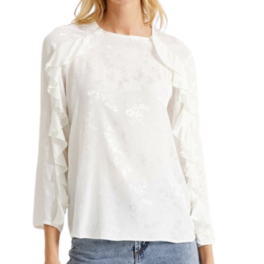 Koton White Floral Flow Sleeve Top