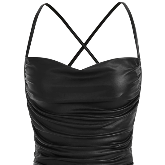 Black Faux Leather Crop Top