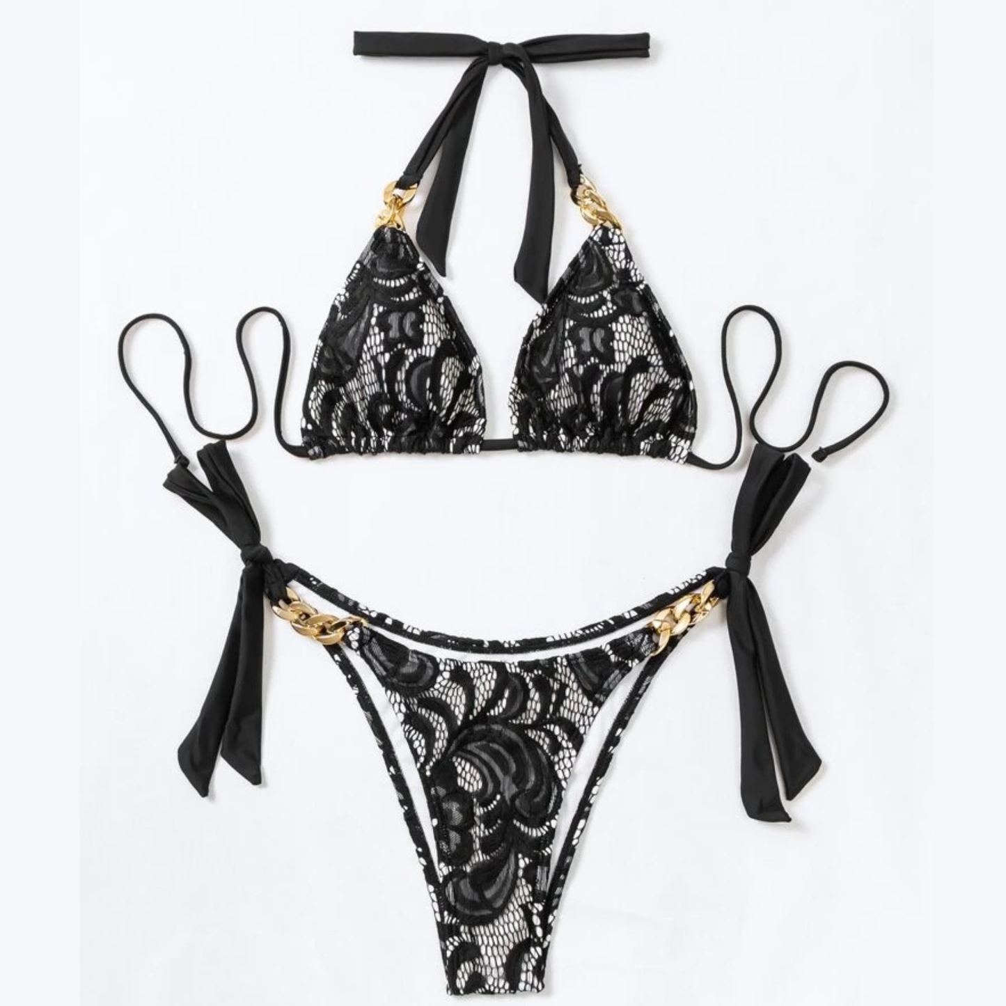 Black & White Lace Bikini Set