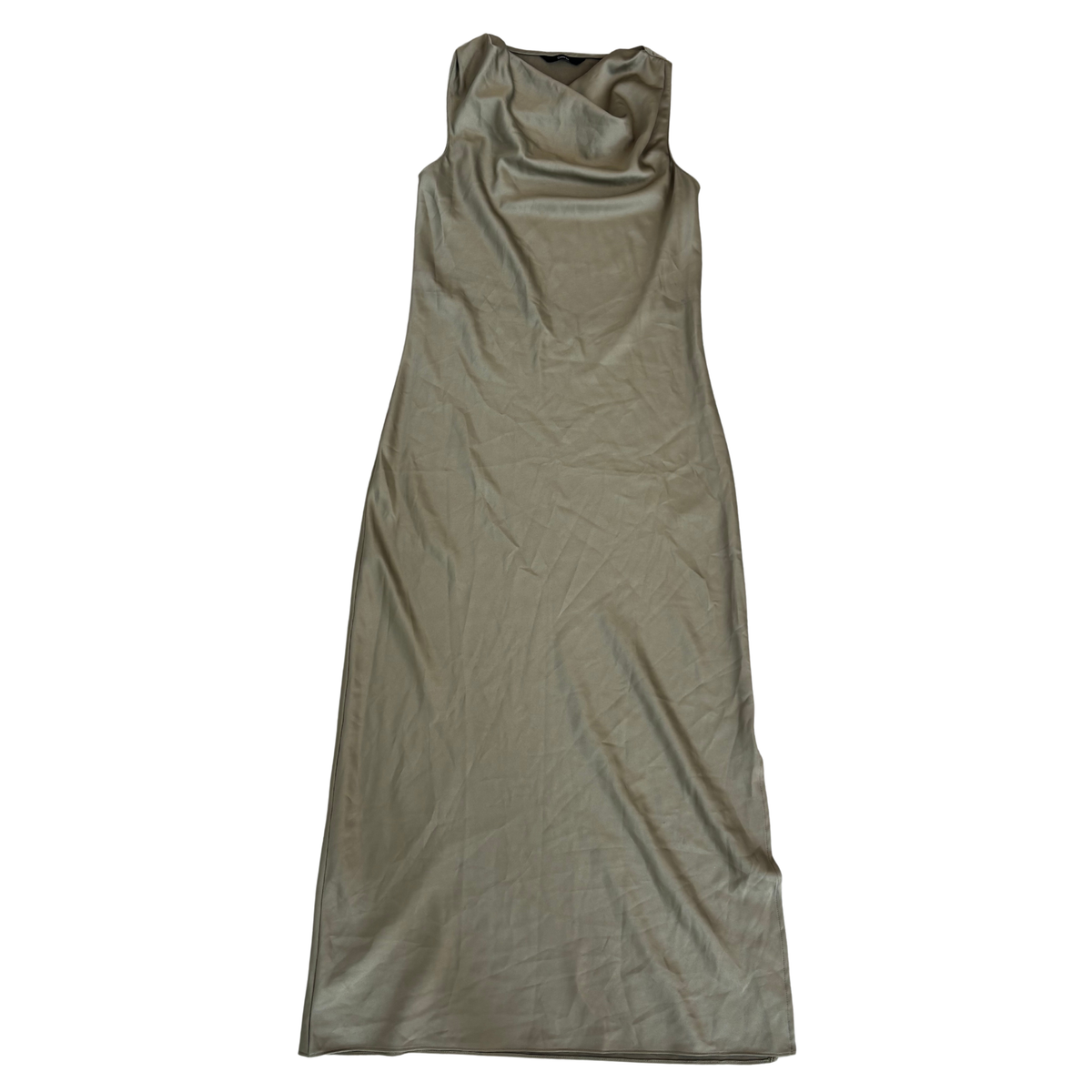 Khaki Satin Maxi Dress