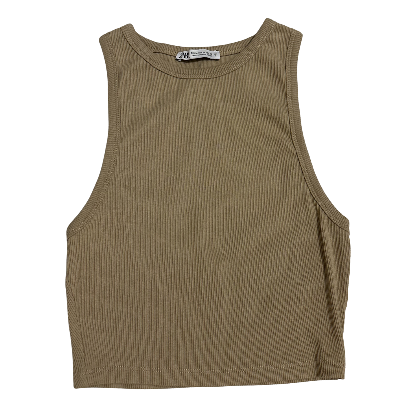 Zara Beige Ribbed Halterneck Crop Top