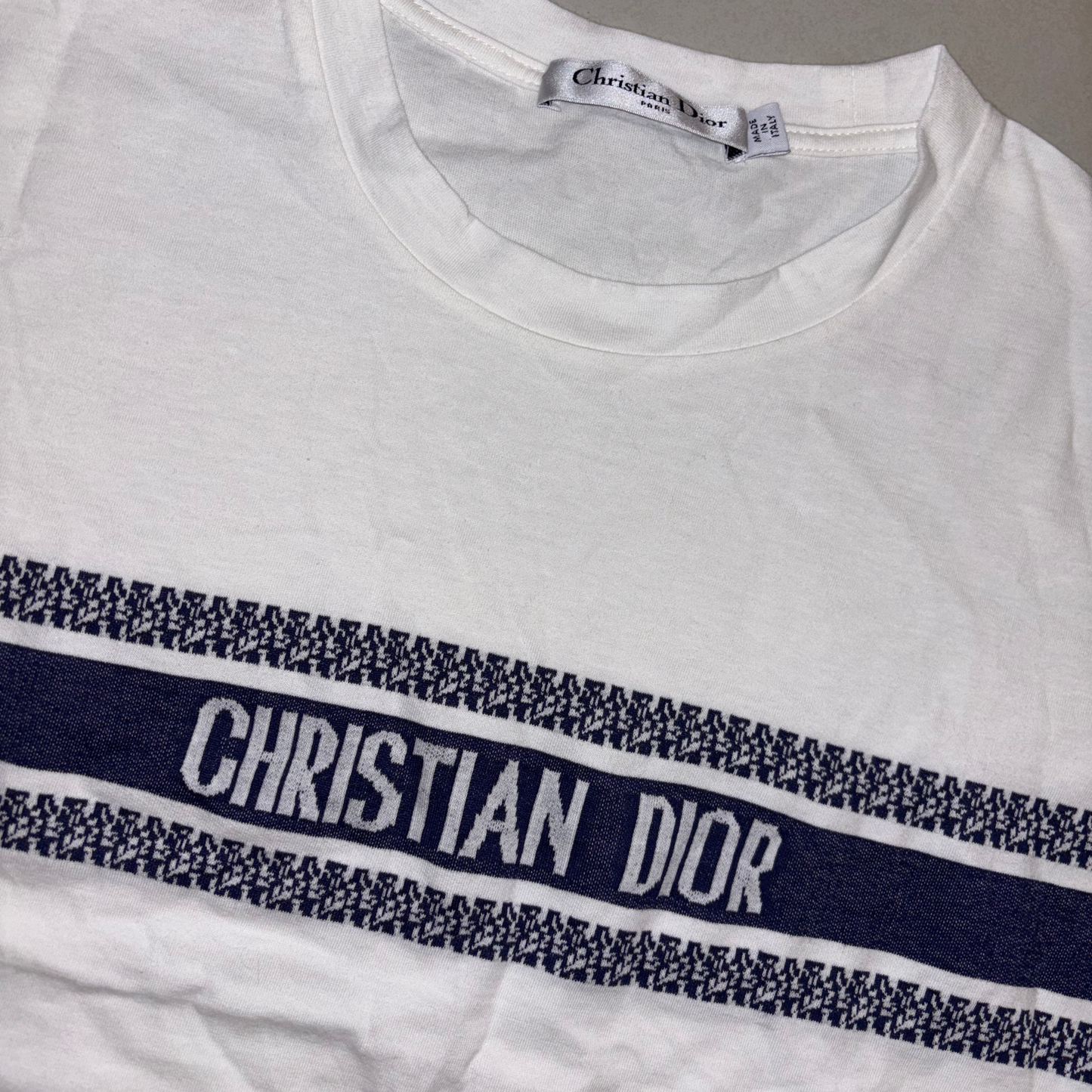 Christian Dior White Logo Patterned Cotton Shirt